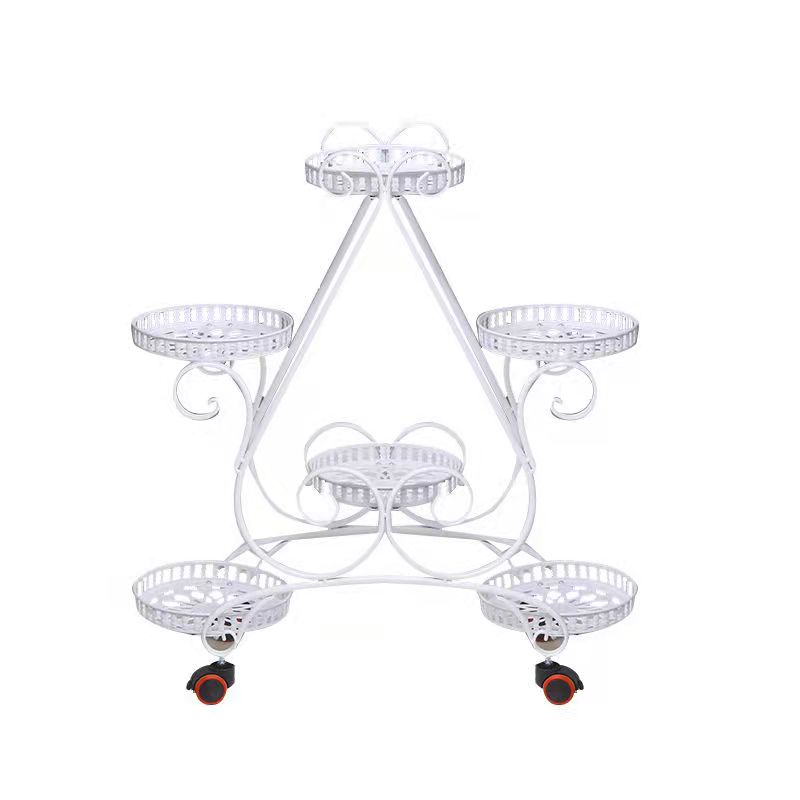 铁艺多层花架加厚阳台客厅室内移动D花盆架带轮绿萝吊兰创意花架