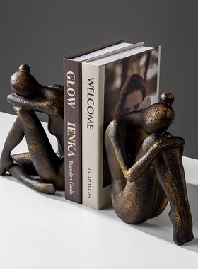 欧式怀旧仿古创意少女书立书挡书房书柜简约玄关桌面书靠装饰摆件