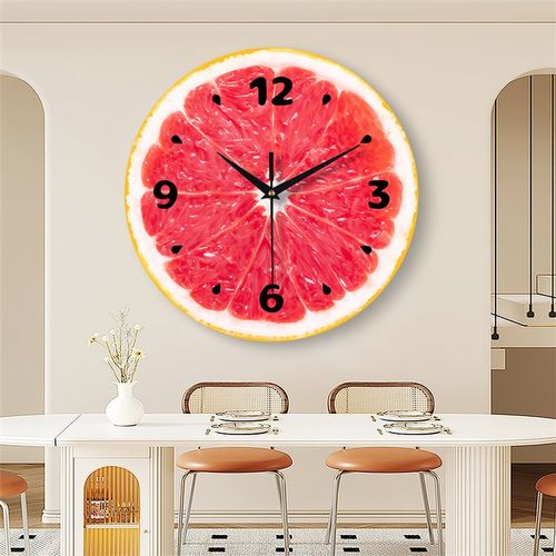 水果挂钟客厅家用静音时钟钟表挂墙装饰画轻奢简约大气教室美观