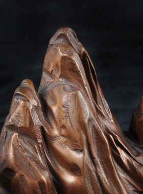 紫铜山峰笔架摆件书房办公室毛笔架镇纸中式假山子案头文房四宝