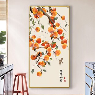 事事如意数字油画柿柿diy填充手绘涂色油彩画大尺寸玄关装饰画z