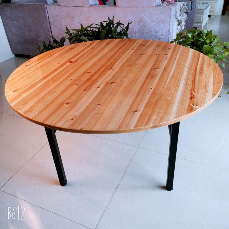 杉木圆桌餐桌家用折叠r实木圆桌面板面圆形可对折圆台面大圆餐桌