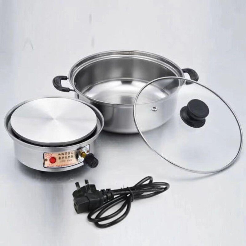 不锈钢电热锅分体式调温底座电煮锅宿舍煮面小火锅学生寝室小电锅