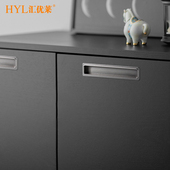 u705羊绒灰嵌入式 开槽拉手衣柜整体橱柜抽屉拉门暗装 黏贴内扣门把