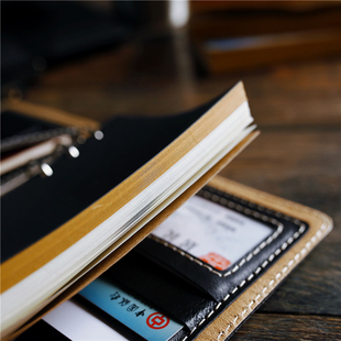 牛皮记事本旅行活页夹A6手账本简约文艺多功能笔记本子护照收纳本