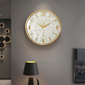 现代轻奢挂钟客厅黄铜表挂墙家用创意静音装 饰表壁钟欧式 石英时钟