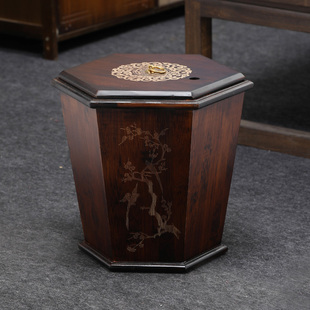 胡桃实木茶水桶储水桶废水桶茶渣桶大号家用功夫茶具配件茶道零配