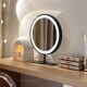 梳妆台镜子轻奢化妆镜台式 桌面卧室家用梳妆镜圆形美妆镜LED带灯