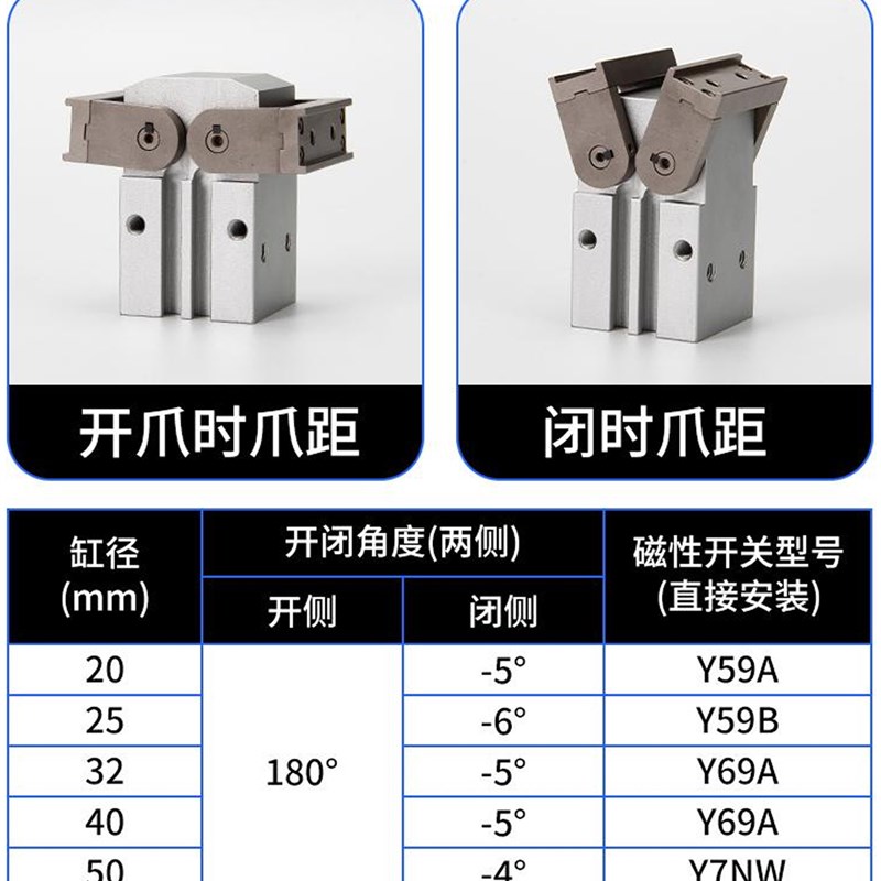 180度MHW2气动手指气缸定位气夹爪MHW2-10-G16-20-25 32D 40D1现