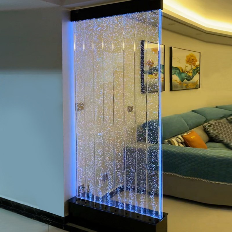 网红气泡水幕墙屏风大型流水摆件亚克G力水族箱客厅玄关隔断可定