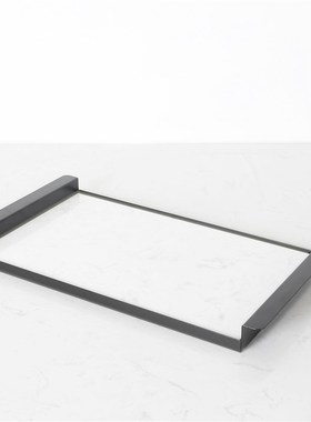 新中式大理石白色托盘创意长方形收纳置物盘样板间玄关售楼处摆件