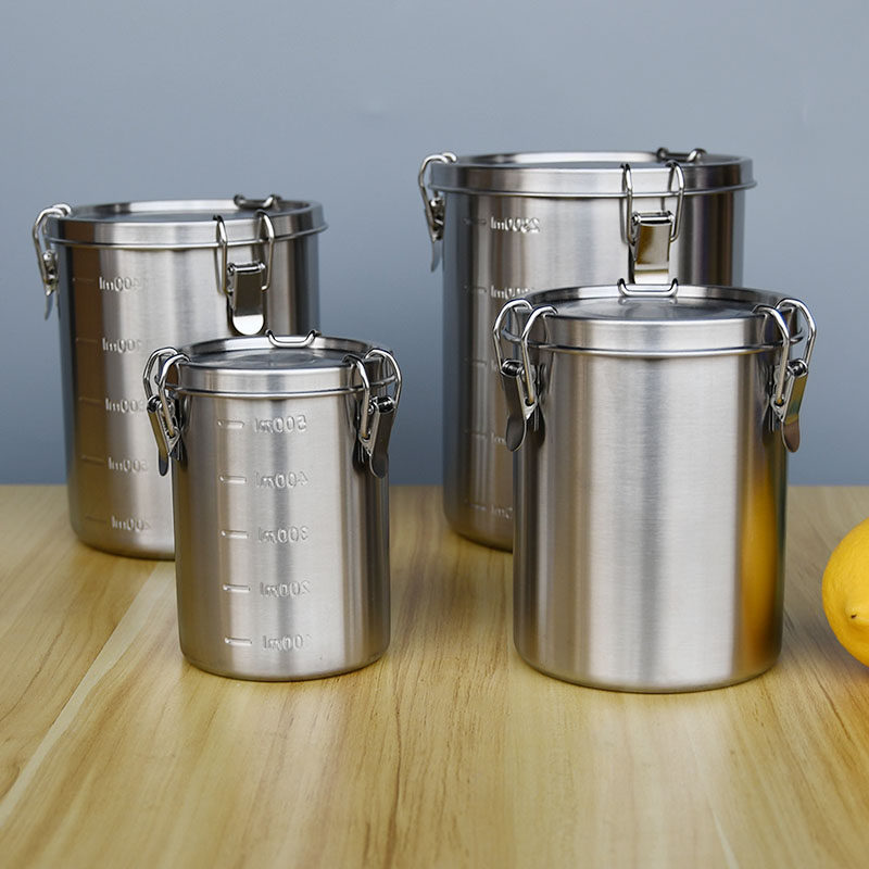 304不锈钢密封罐带盖奶粉罐茶叶罐干果咖啡豆保鲜罐储物罐子