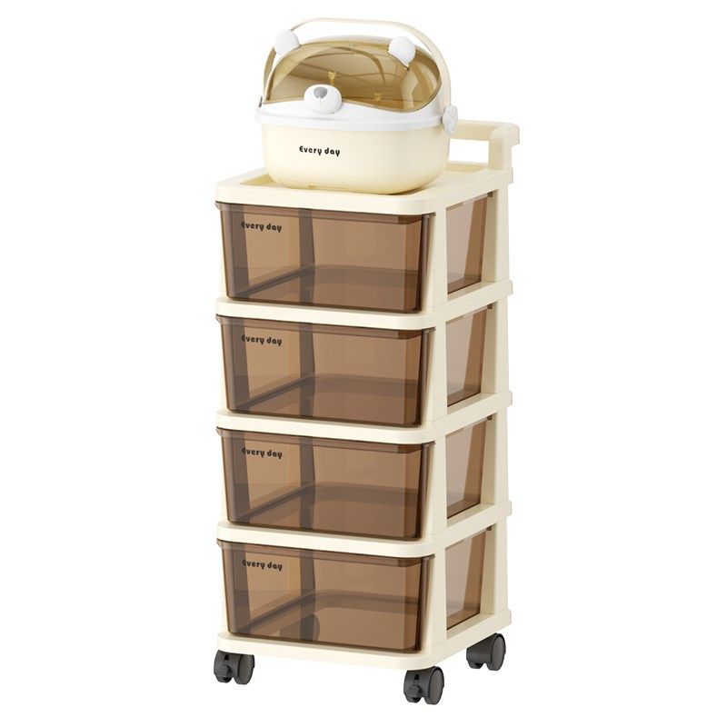 婴儿用品收纳架多层小推车零食置物柜宝宝可移动喂养台抽屉收纳车