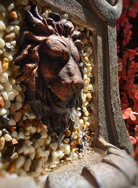 狮子头欧式流水喷泉落地别墅庭院花园景观水池水景户外装饰摆件