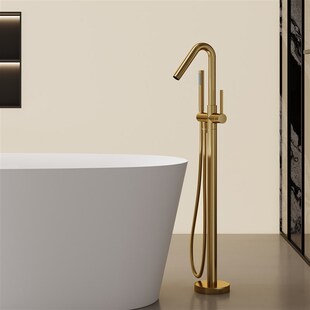 维瑞意大利落地浴缸立式龙头套装全铜大流量缸边立柱冷热浴缸龙头