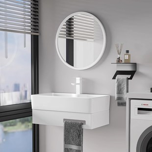 挂墙式小户型不锈钢支架洗手盆卫生间陶瓷一体洗脸台面浴室柜洗漱