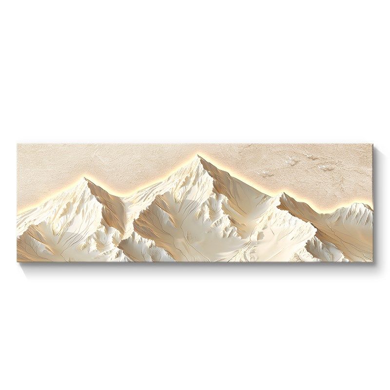 背靠金山客厅装饰画奶油风雪山沙发背景墙挂画肌理感砂岩发光壁画,家居饰品,现代装饰画,淘宝优惠券,粉丝福利购,淘宝优惠卷