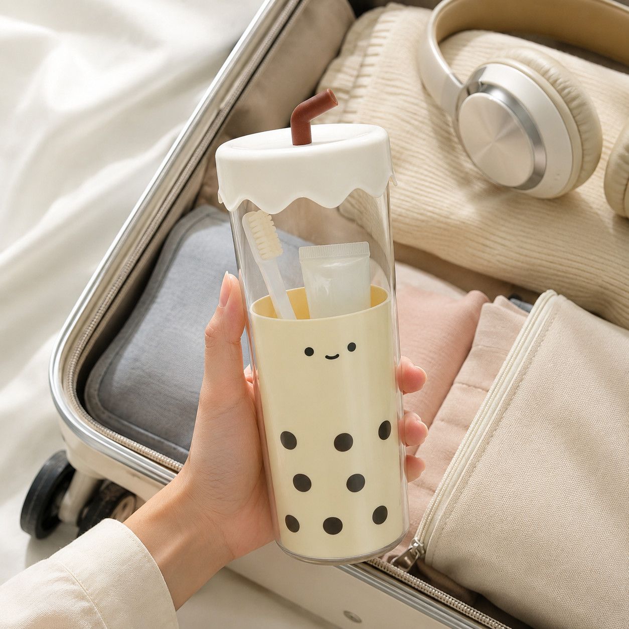 二合一旅游牙具防尘旅行装旅行漱口杯便捷式牙刷牙膏收纳洗漱杯