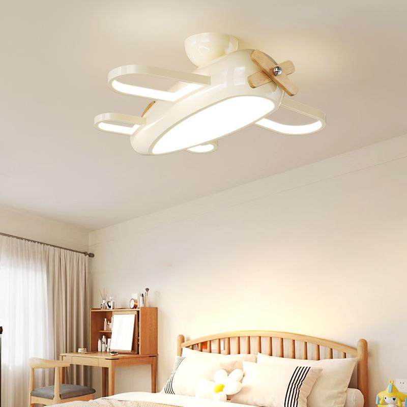 飞机灯儿童房吊灯奶油风卧室灯男孩女孩房间灯创意卡通全光谱灯具