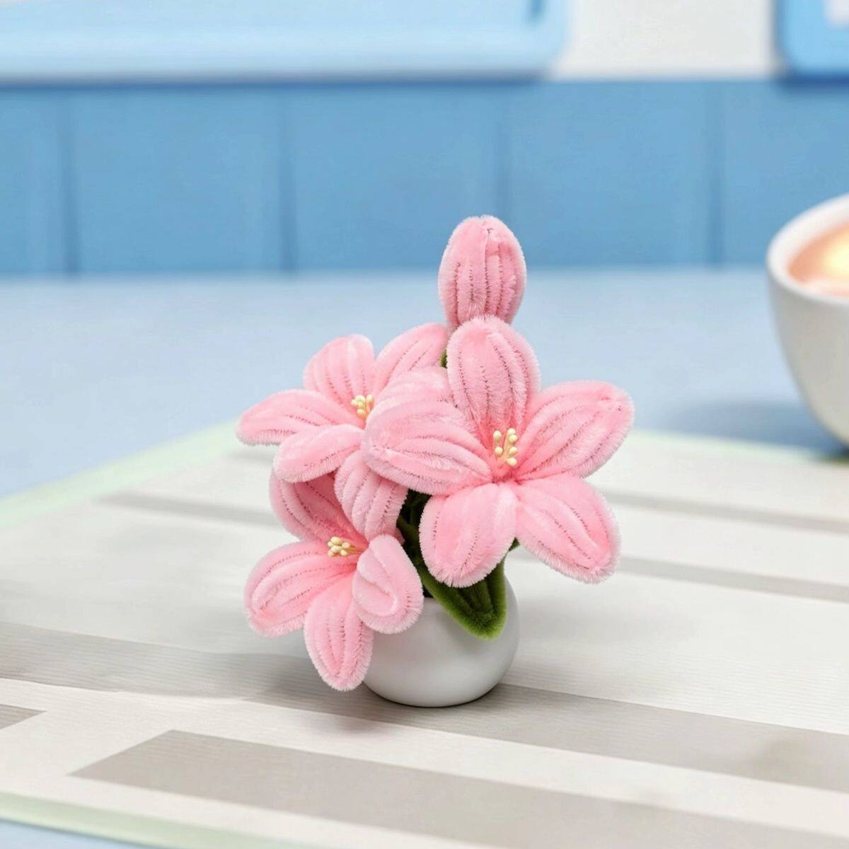 扭扭棒手工成品百合兰花盆栽桌面教师礼物车载卧室花朵摆件