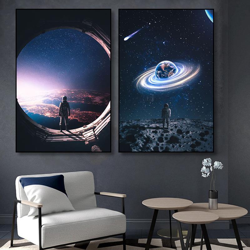 商用装修主题感宇宙吧卧室壁画酒吧挂画星空KTV清吧客厅餐科技装