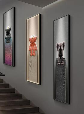 新款KAWS玄关装饰画LED灯画潮流网红公仔楼梯转角挂画氛围灯画