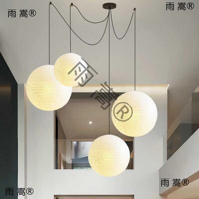 强哥宣纸圆球移位吊灯简约客厅民宿别墅挑空日式单头个性餐厅