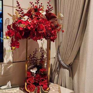 高档千丝落地电镀架子摆件仿真花商场车展橱窗装饰氛围布置摆设花