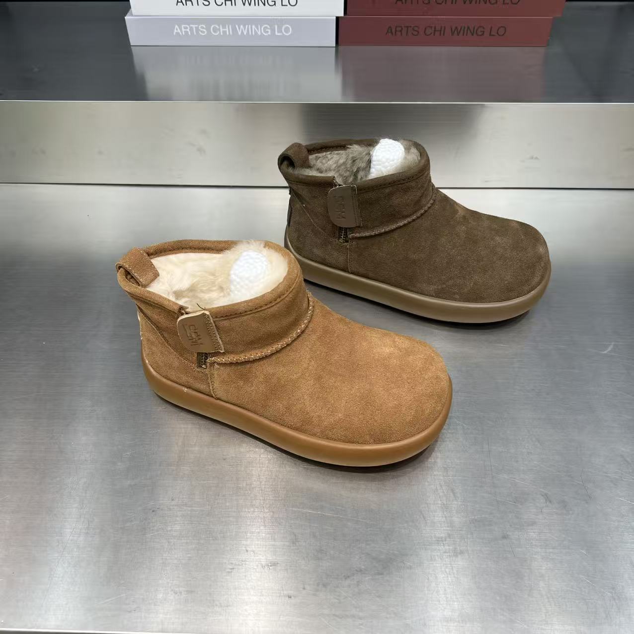 真皮羊毛雪地靴女2025冬季新款圆头厚底加厚保暖短筒牛皮休闲棉靴