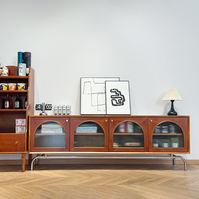 复古实木电视柜北欧小户型客厅储物柜中古风现代简约视听柜影音柜