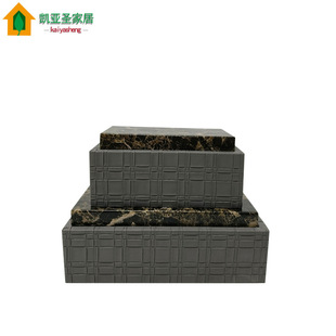现代轻奢木质大理石皮革纹创意首饰盒样板间别墅梳妆台玄关装饰品