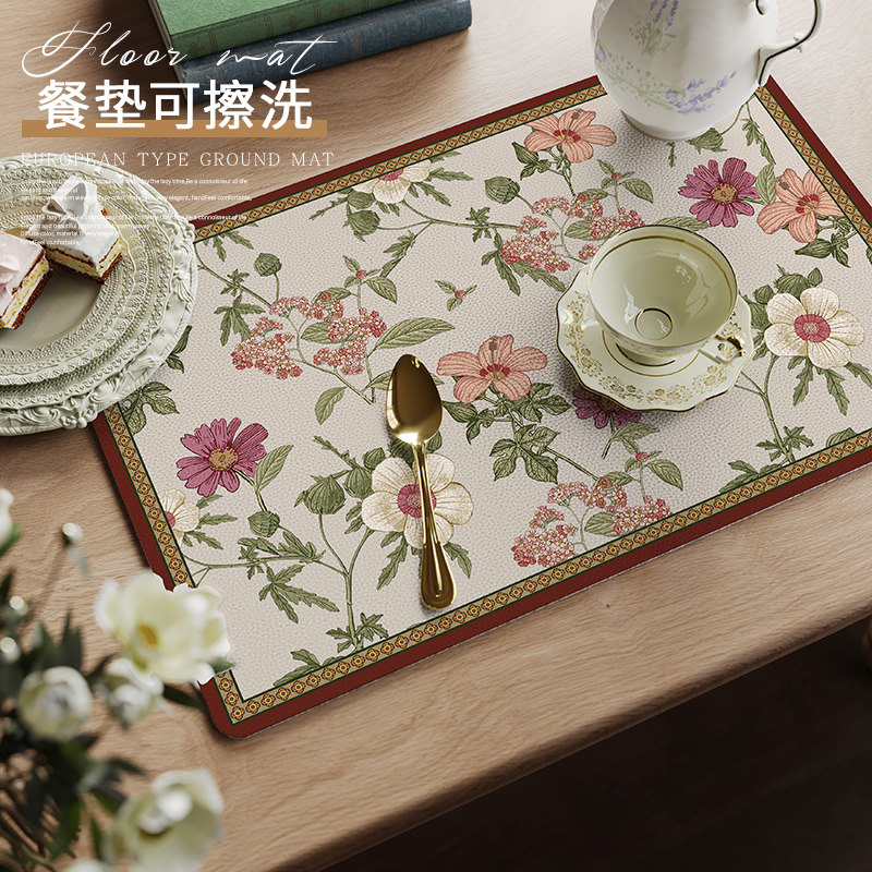 美式餐垫隔热垫轻奢高级感午餐垫防水防油杯垫碗垫子皮革防烫家用