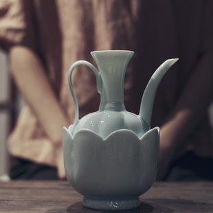 湖田窑宋执壶茶盏点茶壶手执壶仿宋式温酒壶中式摆件陶瓷