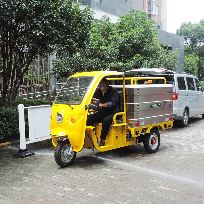 物业电动三轮移动洒水车600工地马路冲洗机汽油高压清洗车275