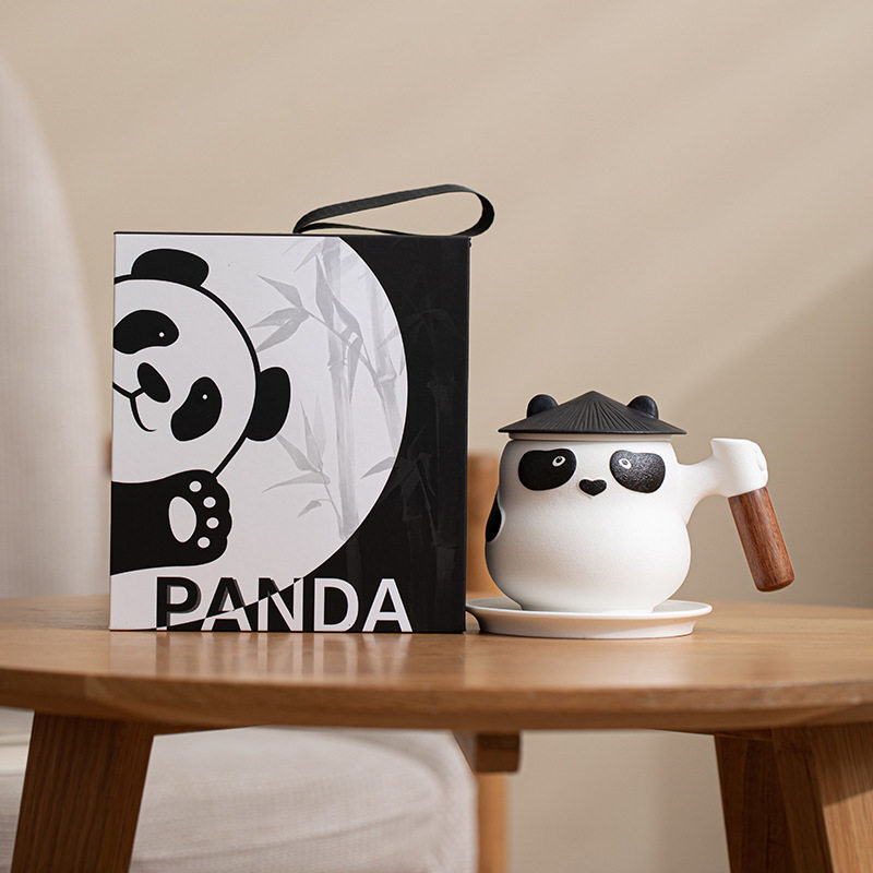 熊猫陶瓷茶水分离泡茶喝水办公杯带盖过滤可爱男女个人专用饮水杯,电子元器件市场,电线扎带/束线带,淘宝优惠券,粉丝福利购,淘宝优惠卷