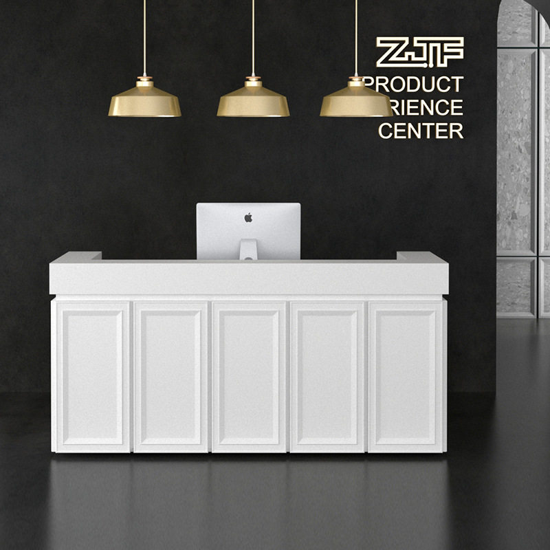 ZJF 欧式收银台吧台柜台 简约白烤漆迎宾台复古前台接待台