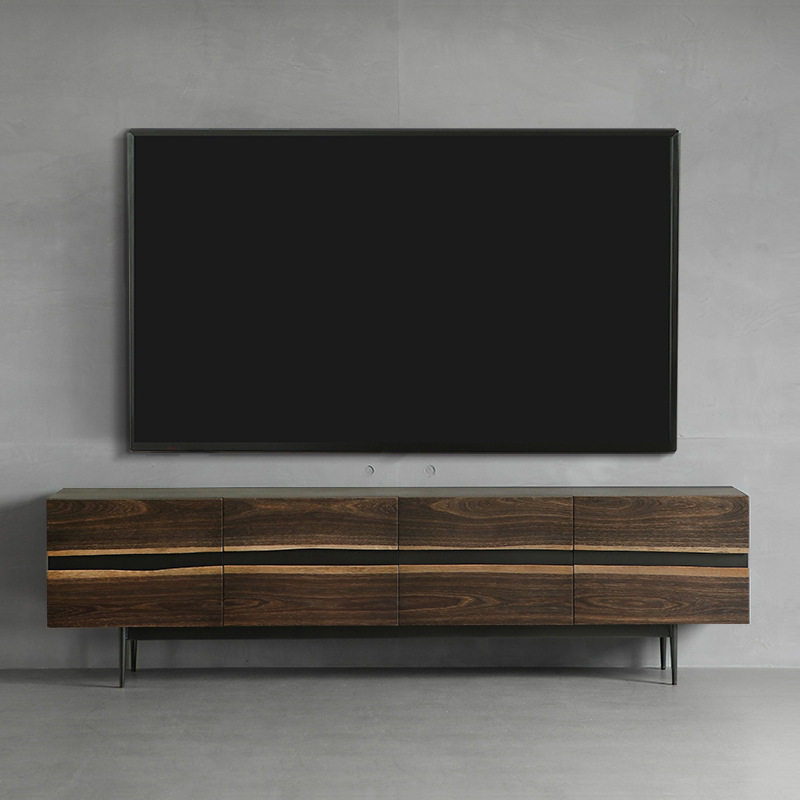 北欧实木复古工业风表情橡木电视柜家具简约现代小户型客厅烟熏色