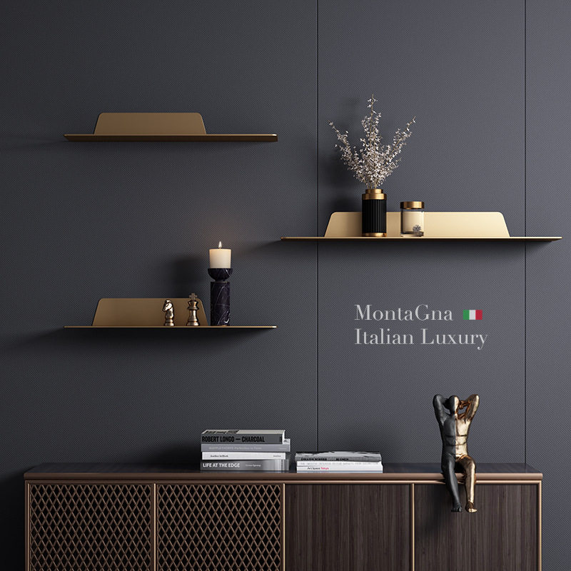 轻奢墙上置物架电视墙壁装饰架客厅卧室隔板一字形铁艺架子收纳架