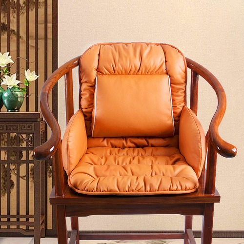 批发新中式沙发坐垫实木椅子餐椅茶椅太师圈椅座垫一体靠背椅