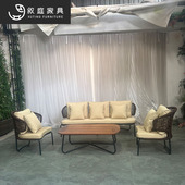 户外藤沙发庭院客厅室内外阳台休闲单人藤椅绳编沙发茶几组合家具