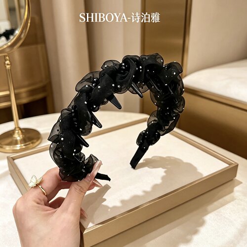 诗泊雅 雾纱仙气优雅闪耀齿梳发箍女款夏高颅顶发卡气质百搭