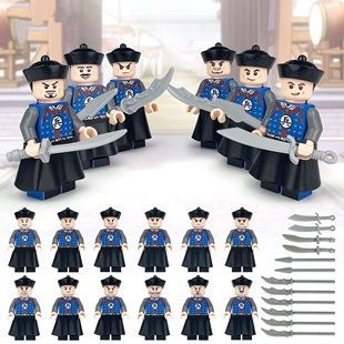 清朝军队古代士兵积木人仔中国小颗粒拼装人偶军事清兵小公仔玩具