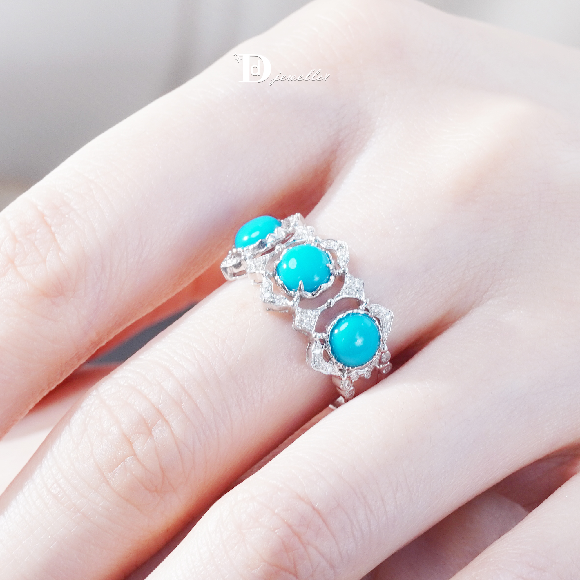 18k金原矿绿松石美松戒指