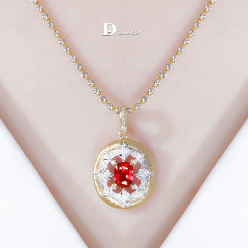 18k金缅甸无烧绝地尖晶石万能扣