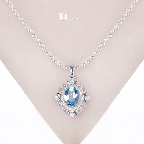 18k白海蓝宝圣玛利亚蓝万能扣