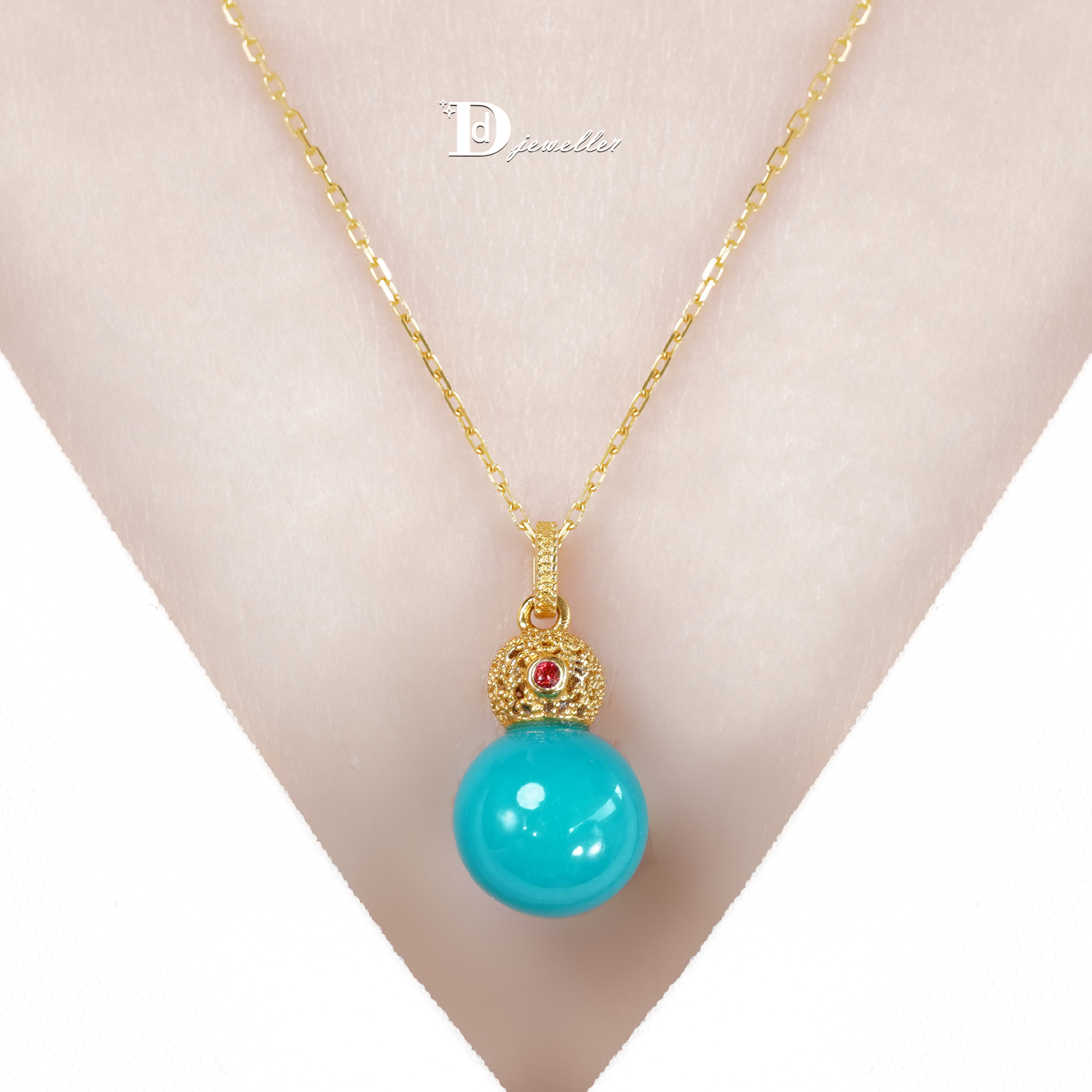 18k金睡美人葫芦挂坠高瓷高蓝