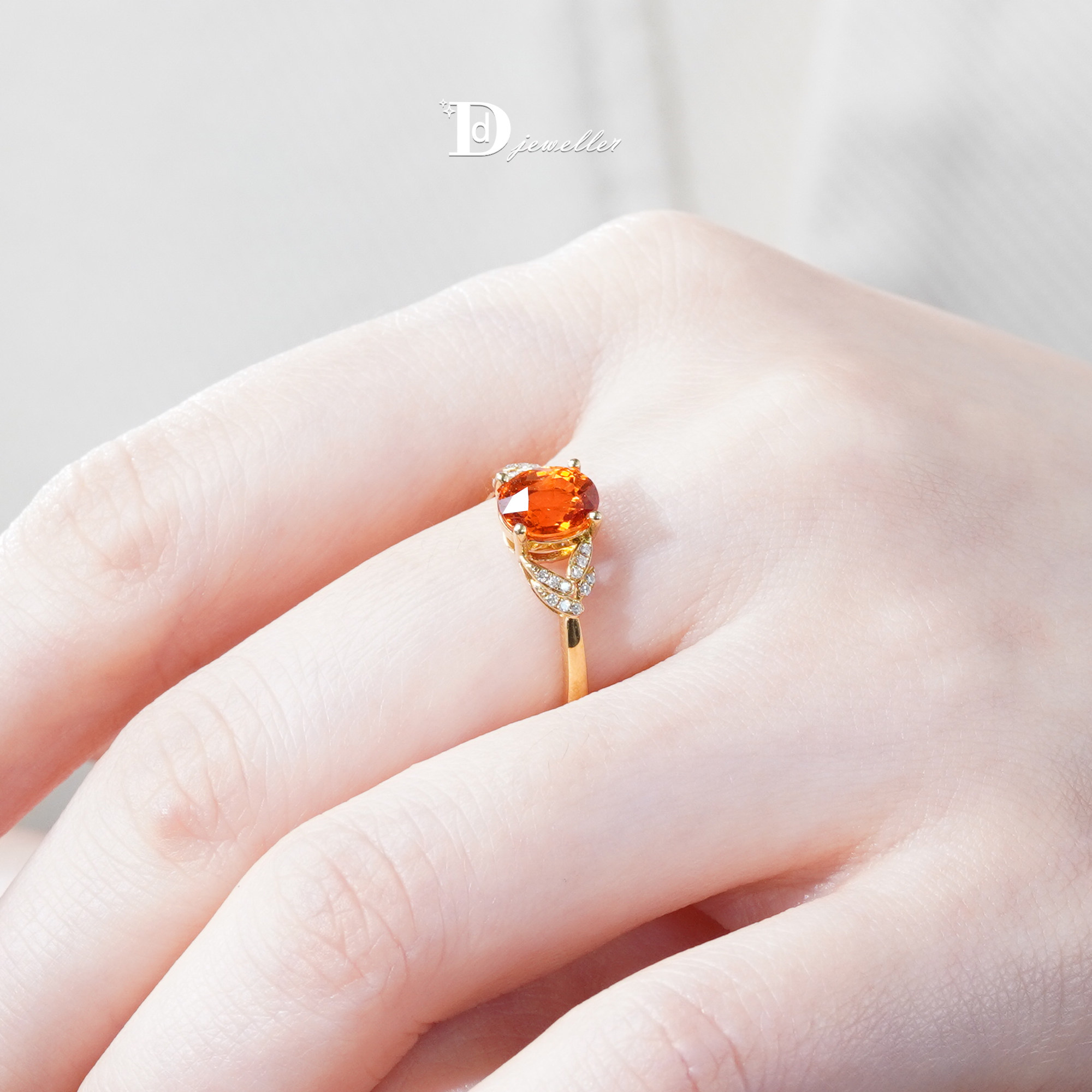 18k金芬达石钻石镶嵌女款戒指