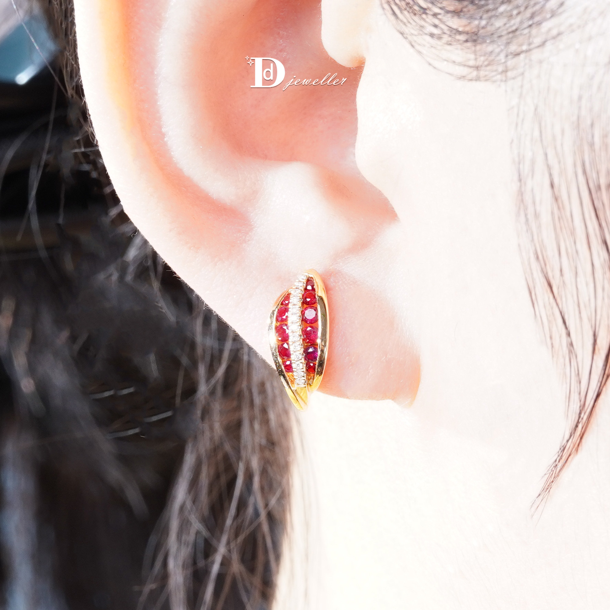 【珠宝人DD】现货18k玫瑰金镶嵌红宝石羽毛款耳饰火彩闪耀,珠宝/钻石/翡翠,耳饰,淘宝优惠券,粉丝福利购,淘宝优惠卷