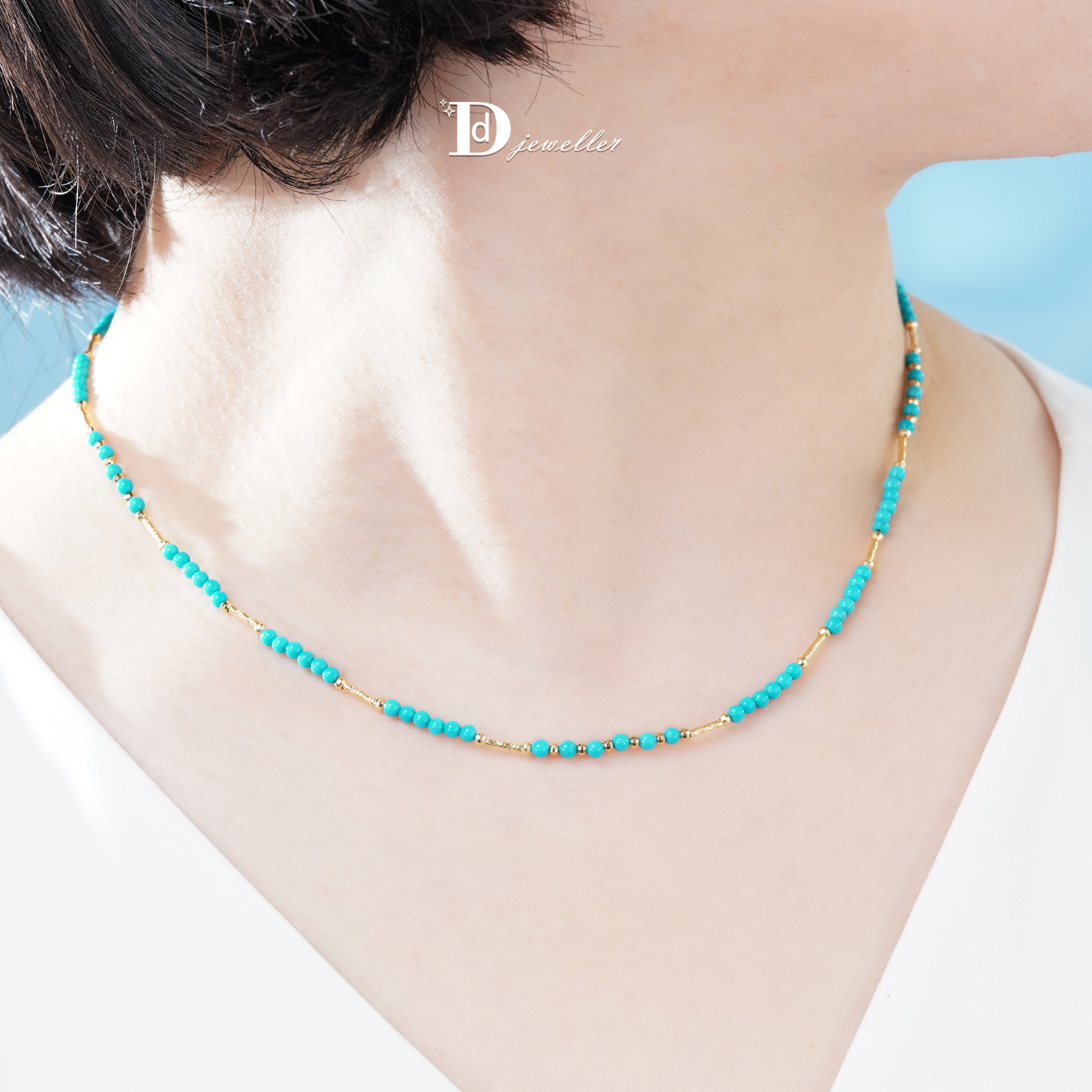 18k金美松项链锁骨链高瓷高蓝