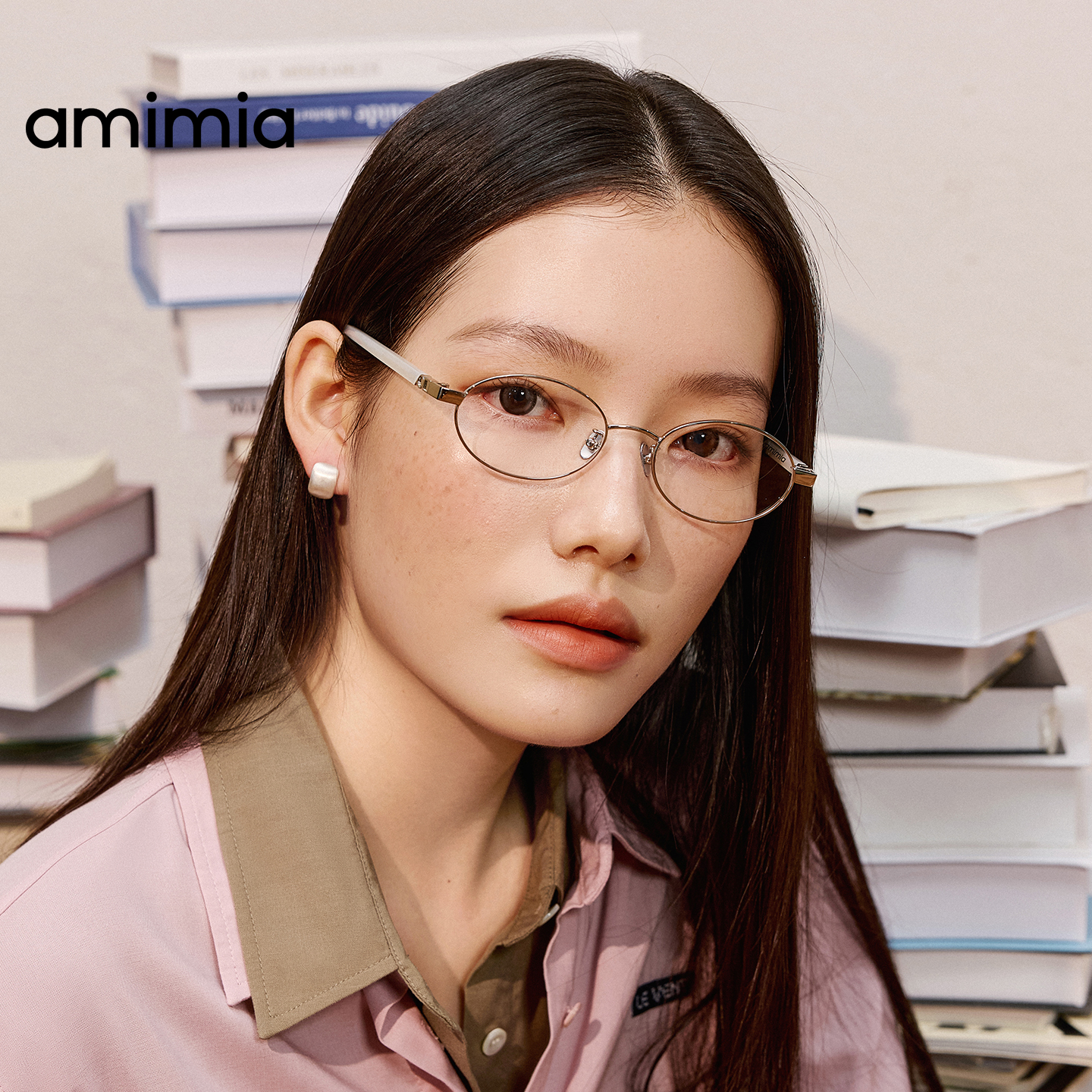 amimia·ARTIST复古书呆子椭圆眼镜框女素颜镜近视可配度数25FW